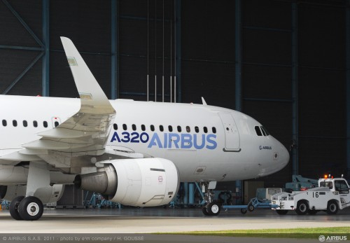 HIGH RESOLUTION PHOTO (click for larger): Airbus has completed installation of the first set of Sharklet" wing-tip devices on the company"s A320 development aircraft (MSN 001), preparing for the flight-test campaign in the coming weeks. Photo by Airbus.