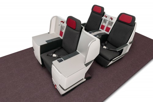 I like the 1-2 of every row, but the 1 seat looks like Capt Kirk's seat in Star Trek. Image from Austrian Airlines. CLICK FOR LARGER.