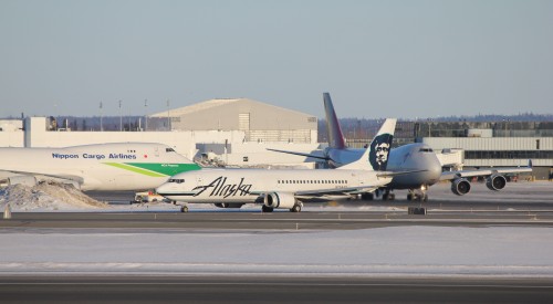 Two Boeing 747-400F's and one Alaska Airlines Boeing 737-400Combi at Ted Stevens Anchorage International Airport (ANC). It is currently -4deg F here. CLICK PHOTO FOR LARGER VERSION.