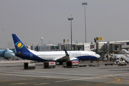 Rwandair's first Boeing 737-800 in Dubai 9XR-WG. CLICK FOR LARGER.