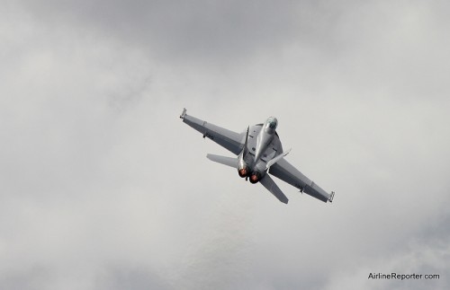 F/A-18 showing what it can do at Farnborough.