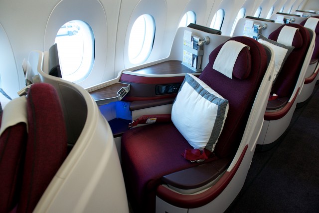The B/E Aerospace Produced seat for Qatar Airways' A350 Business Class product. Photo - Bernie Leighton | AirlineReporter