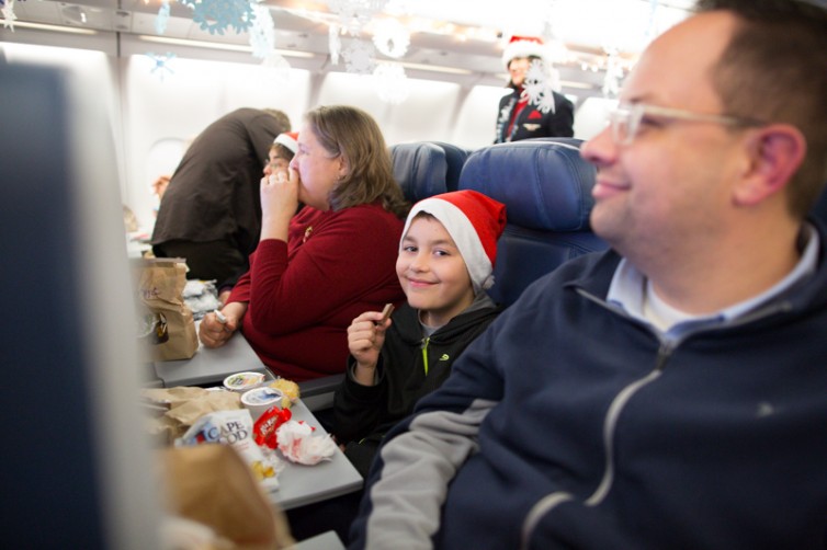 Families on board enjoyed a small dinner, even in economy, during the ...