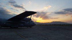 air force c130 gunship sunset