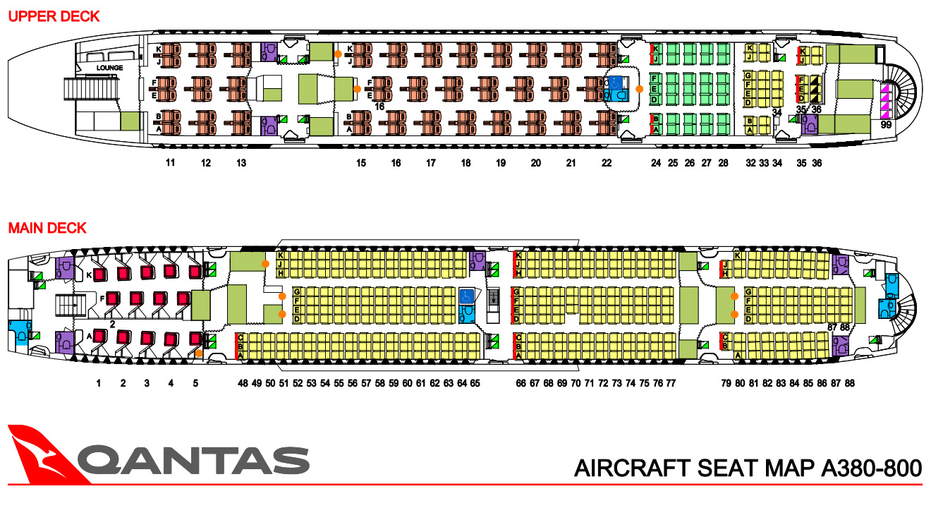 Qantas Business Class A380 Seat Map