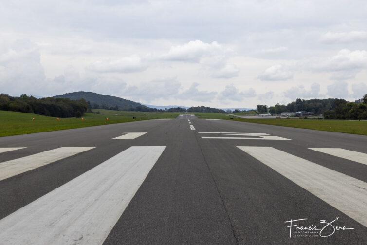 Looking down the 5,501-foot runway 13 at BCB airport