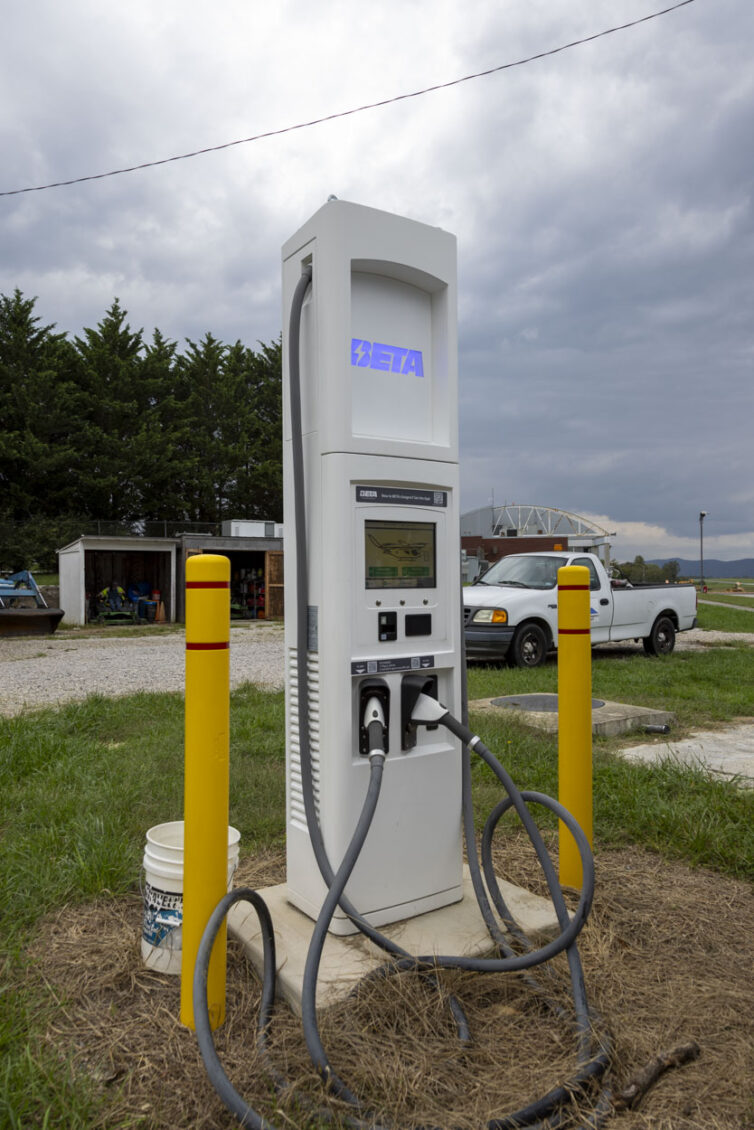 An interesting and forward-thinking amenity at the airport is a charger for electric aircraft