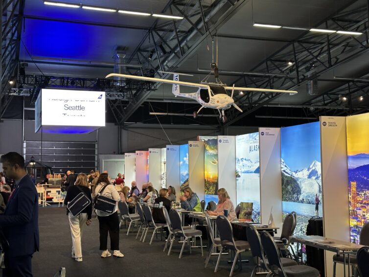 One of the aisles in the 2023 Midatlantic travel show in Reykjavik